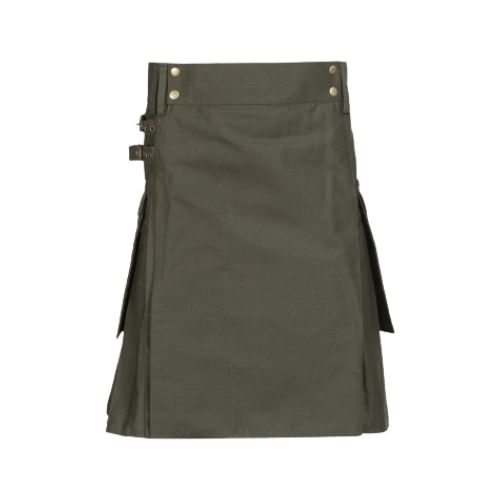 22-7.jpg Olive Green Utility Kilt with Cargo Pockets - Image 1