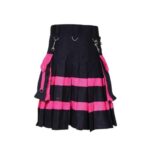 Women’s Black and Pink Two-Tone Utility Kilt with Side Pockets - Image 2