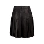 Men's Black Pleated Leather Kilt with Front Stud Details - Image 2