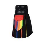 Men’s Black Utility Kilt with Rainbow Pleats and Cargo Pockets - Image 3