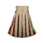 Men’s Khaki Hybrid Utility Kilt with Wallace Tartan Pleats and Cargo Pockets - Image 3