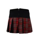 Women’s Black and Red Tartan Pleated Hybrid Kilt with Buckle Straps - Image 2