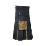 Men’s Black Hybrid Kilt with Bold Leopard Print Apron - Image 2