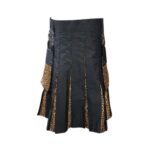 Men’s Black Hybrid Kilt with Bold Leopard Print Apron - Image 3
