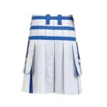 Men’s White and Blue Hybrid Kilt with Stylish Front Design - Image 3