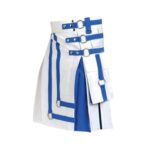 Men’s White and Blue Hybrid Kilt with Stylish Front Design - Image 2