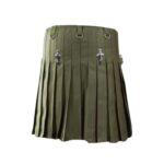 Women’s Olive Green Utility Kilt with Chain Accents and Studded Straps - Image 2