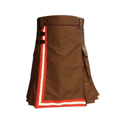 3-1-1.jpg Men's Brown Firefighter Utility Kilt - Image 1