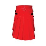 Men's Red Leather Kilt with Black Sporran and Adjustable Straps - Image 4