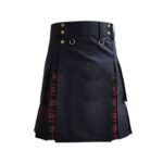 Men’s Black Hybrid Kilt with MacDonald Tartan Pleats
