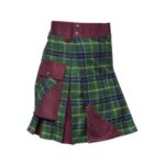 Men’s Burgundy Hybrid Kilt with US Army Tartan and Stylish Front Design - Image 3