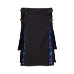 Boys' Black Hybrid Utility Kilt with Tartan Pleats