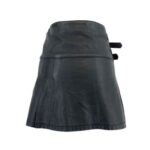 Modern Black Short Leather Kilt with Adjustable Side Straps