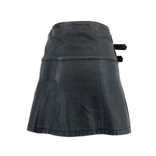 3-7.jpg Modern Black Short Leather Kilt with Adjustable Side Straps - Image 1