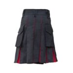 Men’s Modern Black Hybrid Kilt with Red Pleat Accents - Image 4
