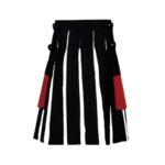 Men’s Black Hybrid Kilt with Bold Red Apron and Utility Design - Image 3