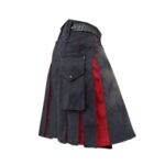 Men’s Modern Black Hybrid Kilt with Red Pleat Accents - Image 2