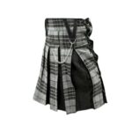 Women’s Grey Tartan Hybrid Kilt with Lace-Up Side and Black Accents - Image 2