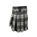 Women’s Grey Tartan Hybrid Kilt with Lace-Up Side and Black Accents - Image 4