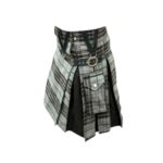 Women’s Grey Tartan Hybrid Kilt with Lace-Up Side and Black Accents - Image 3