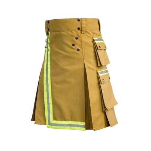 4-1-1.jpg Men's Tan Firefighter Cargo Kilt - Image 1