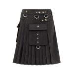 Women’s Modern Black Utility Kilt with Pockets and D-Ring Accents - Image 3