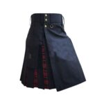 Men’s Black Hybrid Kilt with MacDonald Tartan Pleats - Image 2