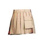 Women’s Khaki and Red Tartan Hybrid Mini Kilt with Side Pocket - Image 2