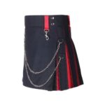 Women’s Black and Red Hybrid Kilt with Chain Accents and Side Rings - Image 2