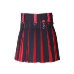 Women’s Black and Red Hybrid Kilt with Chain Accents and Side Rings - Image 3