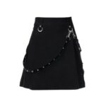 Women’s Black Punk Mini Kilt with Chain and Ring Accents