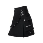 Women’s Black Punk Mini Kilt with Chain and Ring Accents - Image 2