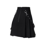 Women’s Black Punk Mini Kilt with Chain and Ring Accents - Image 3