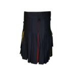 Women’s Black Utility Kilt with Bold Red Pleats and Leather Straps - Image 3