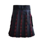 Men’s Black Hybrid Kilt with MacDonald Tartan Pleats - Image 4