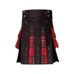 Men’s Modern Hybrid Kilt with Black and Royal Stewart Tartan Design