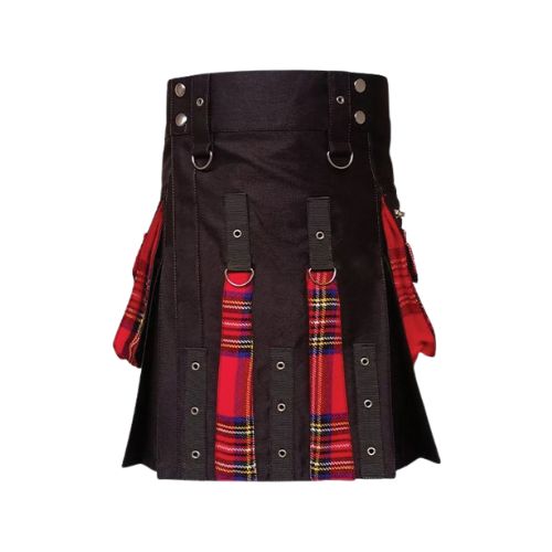 5-4-1.jpg Men’s Modern Hybrid Kilt with Black and Royal Stewart Tartan Design - Image 1