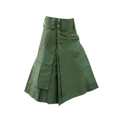 53-1.jpg Women’s Olive Green Tactical Utility Kilt with Cargo Pockets and Adjustable Straps - Image 1
