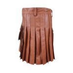 Luxurious Brown Leather Kilt with Smooth Front Design - Image 4