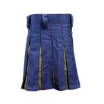 Women’s Blue Hybrid Mini Utility Kilt with Decorative Front Buttons - Image 4
