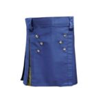 Women’s Blue Hybrid Mini Utility Kilt with Decorative Front Buttons