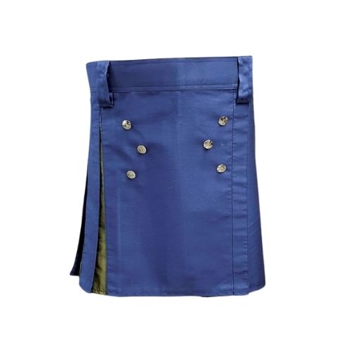 57-1.jpg Women’s Blue Hybrid Mini Utility Kilt with Decorative Front Buttons - Image 1