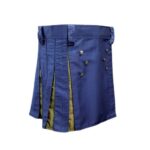 Women’s Blue Hybrid Mini Utility Kilt with Decorative Front Buttons - Image 2