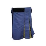 Women’s Blue Hybrid Mini Utility Kilt with Decorative Front Buttons - Image 3
