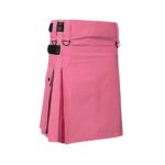 Women’s Pink Utility Kilt with Leather Straps and Side Pockets