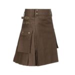 Brown Modern Utility Kilt with Cargo Pockets - Image 2