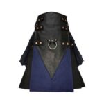 Men’s Gothic Black Hybrid Kilt with V-Shaped Leather Apron