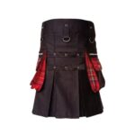 Men’s Modern Hybrid Kilt with Black and Royal Stewart Tartan Design - Image 3