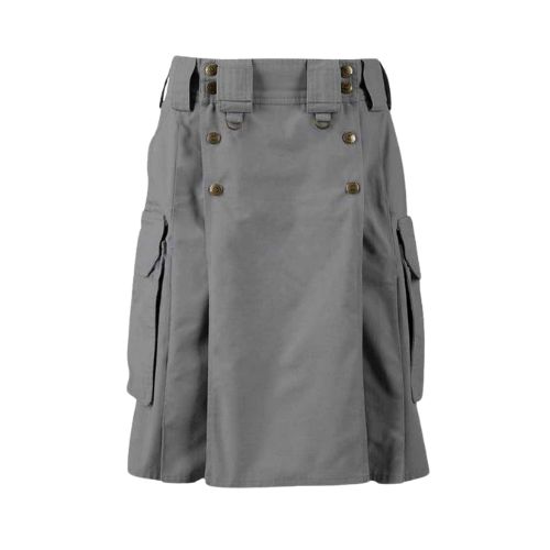 6-5.jpg Gray Tactical Kilt with Cargo Pockets, Adjustable Straps, and Reinforced Stitching - Image 1