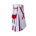 Men’s White and Red Modern Hybrid Kilt with Stylish Cross Detailing - Image 2